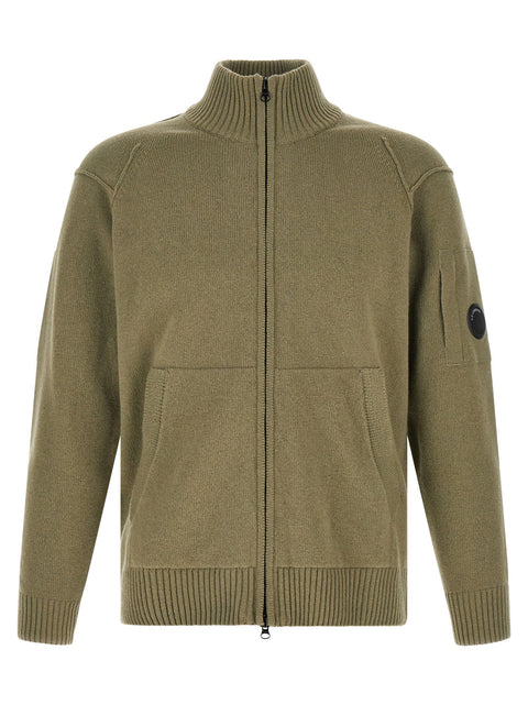 C.p. Company Lambswool Grs Cardigan With Lens Detail