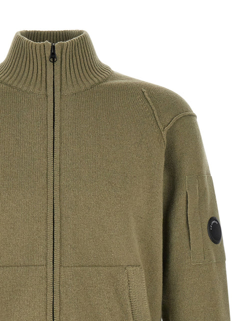 C.p. Company Lambswool Grs Cardigan With Lens Detail