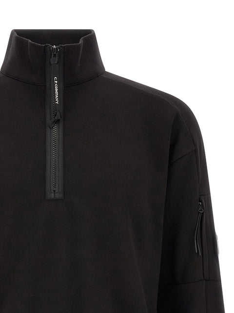 C.p. Company Diagonal Raised Fleece  Sweatshirt And Lens Detail