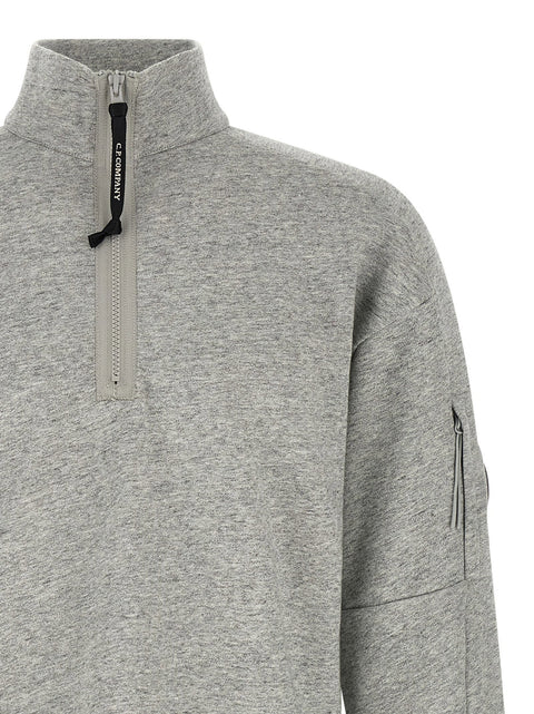 C.p. Company Diagonal Raised Fleece  Sweatshirt And Lens Detail