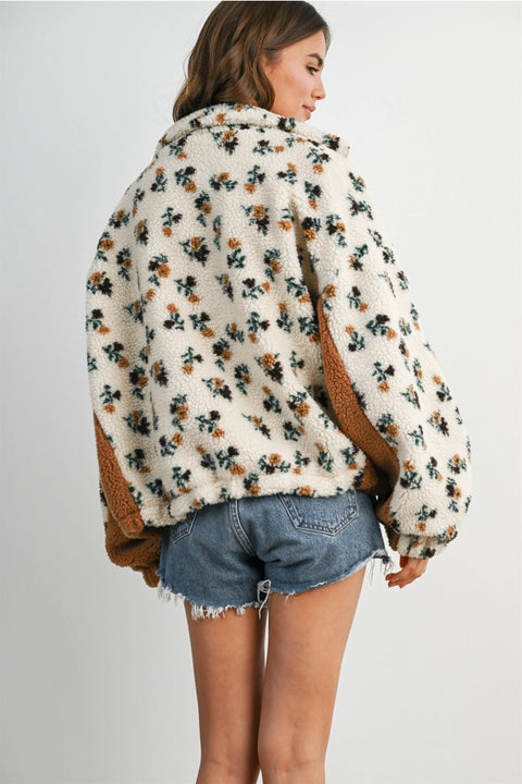 Floral Sherpa Fleece Jacket