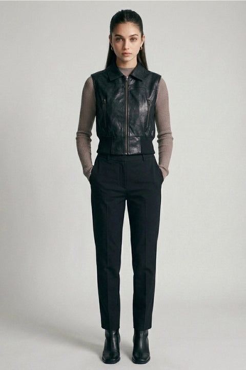 Faux Leather Zip Up Vest