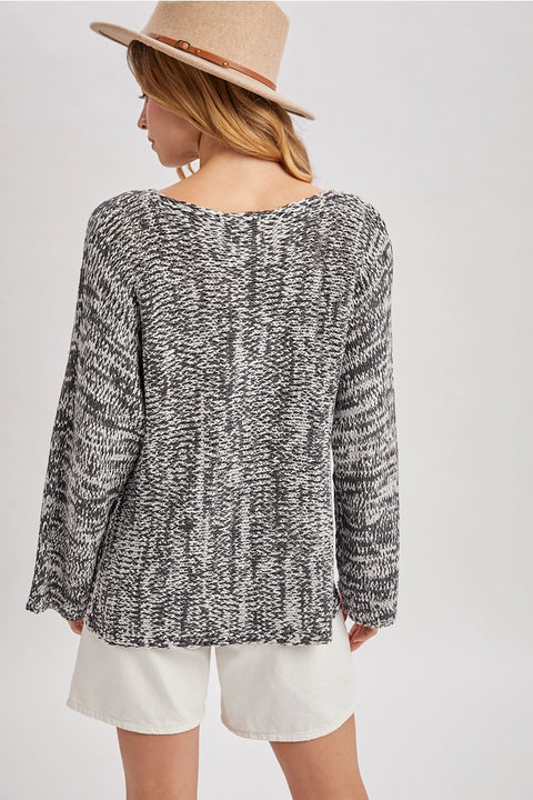 Marled Pattern Knit Sweater