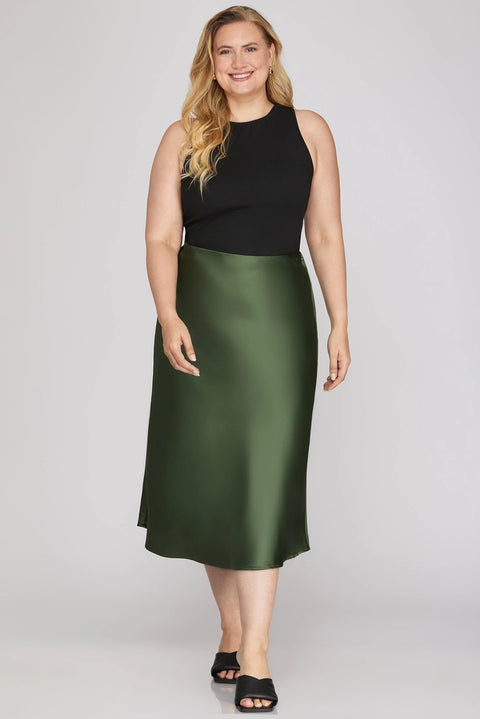 Satin Bias Midi Skirt Plus size