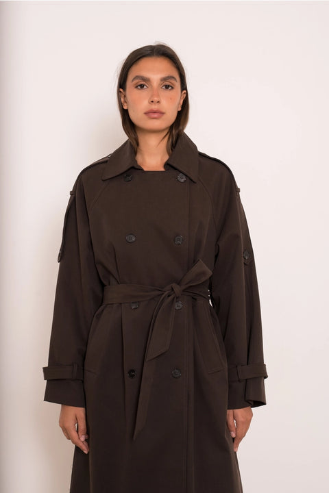Utility Oversized Long Double-Breasted Trench