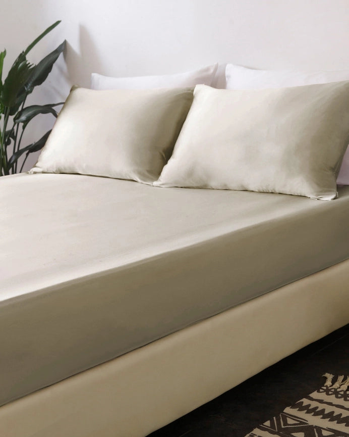 22 mm 3PCS Fitted Sheet Set Bright Coffee-Set-MommeSilk-Twin-Bright Coffee-Standard-Urbanheer