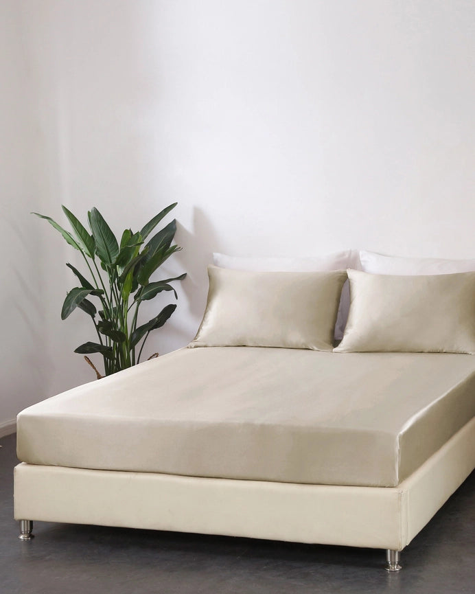 22 mm 3PCS Fitted Sheet Set Bright Coffee-Set-MommeSilk-Twin-Bright Coffee-Standard-Urbanheer