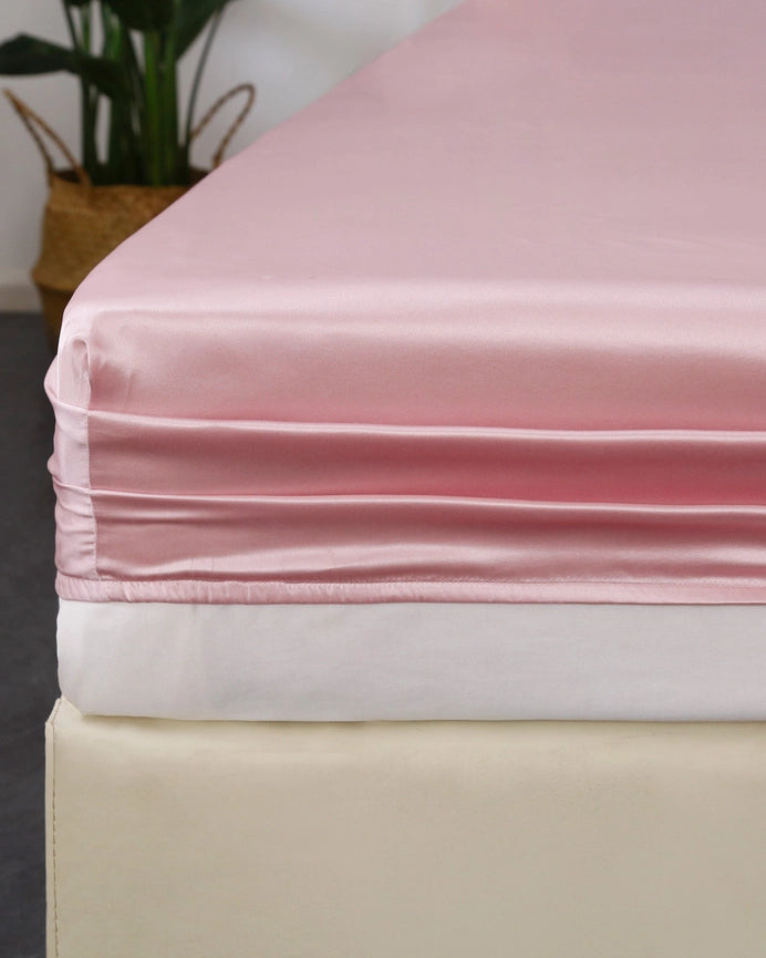 22 mm 3PCS Fitted Sheet Set Rosy Pink-Set-MommeSilk-Twin-Rosy Pink-Standard-Urbanheer