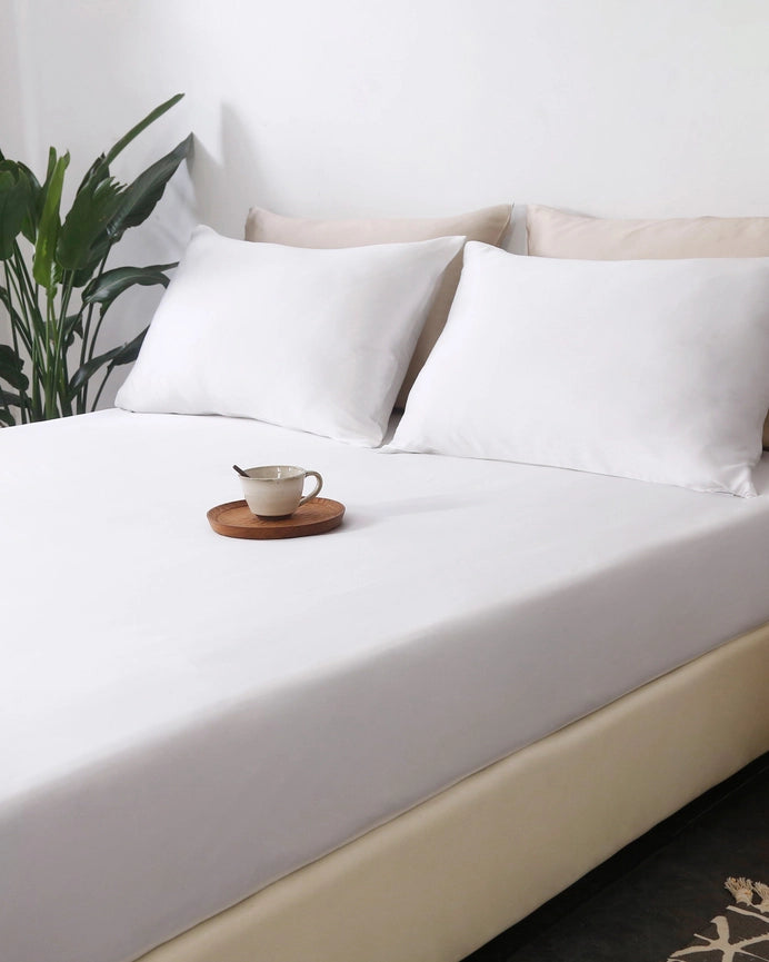 22 mm 3PCS Fitted Sheet Set White-Set-MommeSilk-Twin-White-Standard-Urbanheer