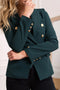 Timeless Fitted Blazer Jacket with Gold Double-Breasted Buttons Bottle Green-Jacket-Attentif Paris-S-Urbanheer