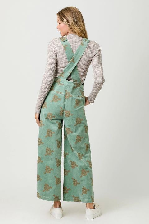 Embroidered Corduroy Jumpsuit - Washed Seafoam