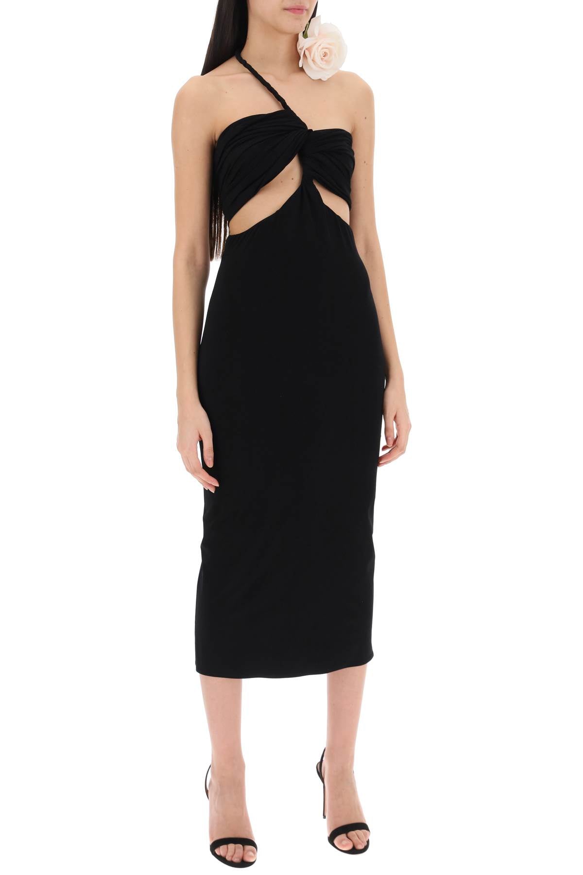 Magda Butrym Cut-Out Dress With Rose Appliqué-Magda Butrym-38-Urbanheer