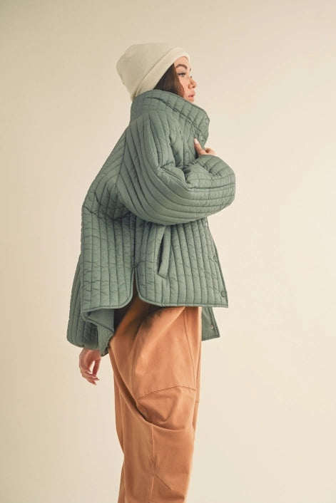 Sage Classic Silhouette Quilted Jacket-Jacket-Kimberly C-S-Urbanheer