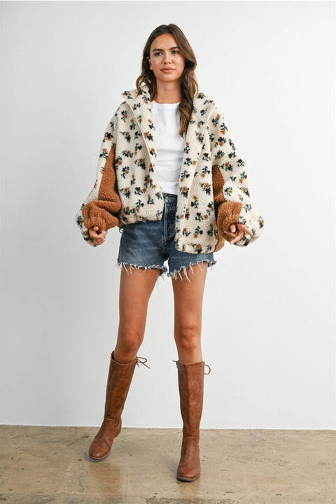 Floral Sherpa Fleece Jacket