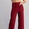 Gingham Ruffle Trim Straight Leg Pants