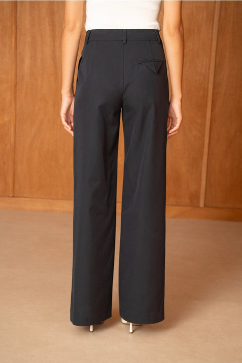 Urban Wide High-Waisted Pants with Back Triangle Pocket
