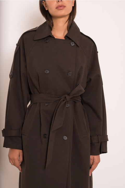 Utility Oversized Long Double-Breasted Trench