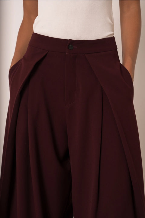Nikki Wide-Leg High-Waist Trousers with Front Pleats