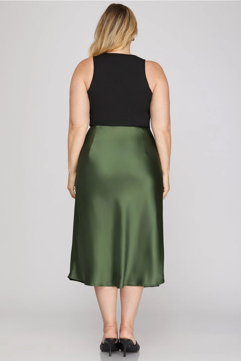 Satin Bias Midi Skirt Plus size