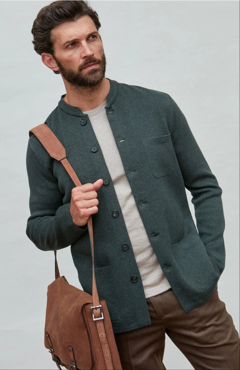 Midweight Cotton Knitted Nehru Jacket