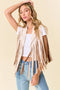 Cream Open Front Contrast Fringe Vest- Western Look-Jacket-Saints & Hearts-S-Urbanheer