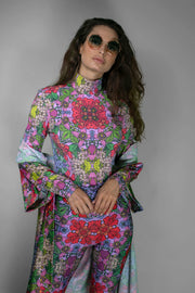 Long Sleeves Slim Fit Mystery Red Garden Turtleneck Bodysuit-Nuvula-S-Urbanheer