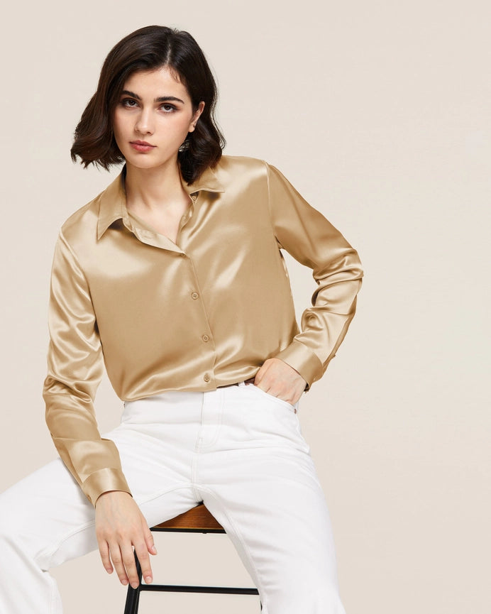 22mm Basic Versatile Silk Shirt Light Camel-Shirt-MommeSilk-XS-Light Camel-Urbanheer