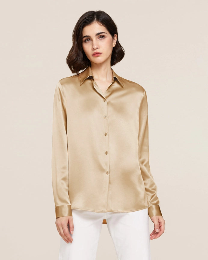22mm Basic Versatile Silk Shirt Light Camel-Shirt-MommeSilk-XS-Light Camel-Urbanheer