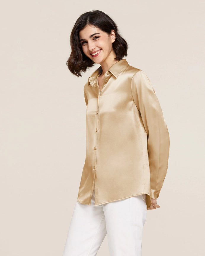 22mm Basic Versatile Silk Shirt Light Camel-Shirt-MommeSilk-XS-Light Camel-Urbanheer