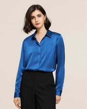 22mm Basic Versatile Silk Shirt Light Klein Blue-Shirt-MommeSilk-XS-Klein Blue-Urbanheer