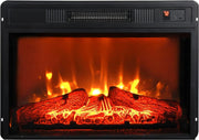 23' Electric Fireplace, 3DInfrared Black Fireplace Electric Insert Heater, with IR Remote Control, Glass View, Adjustable Realistic Logs & Flames, Indoor, 1400W