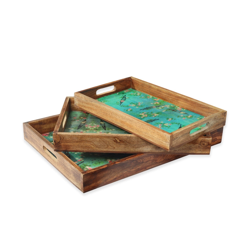 Lake Reverie Decorative Trays (Set of 3)-Decorative Trays-Tiramisu-Small 16 x 10 x2.35-Urbanheer
