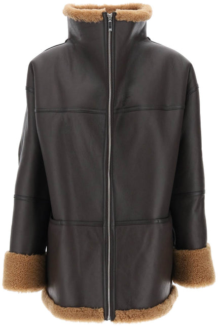 Toteme Signature Shearling Jacket-Clothing - Women-TOTEME-Brown-XS/S-Urbanheer