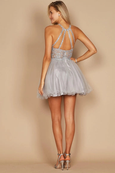 Silver Dylan & Davids Short Homecoming Dress-Dylan & Davids-Silver-2-Urbanheer