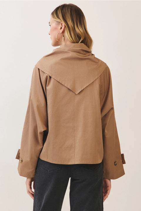 Sailor Collar Tie-Front Trench Jacket