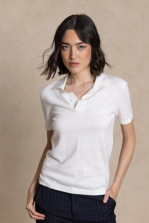 JERSEY polo-style jumper.