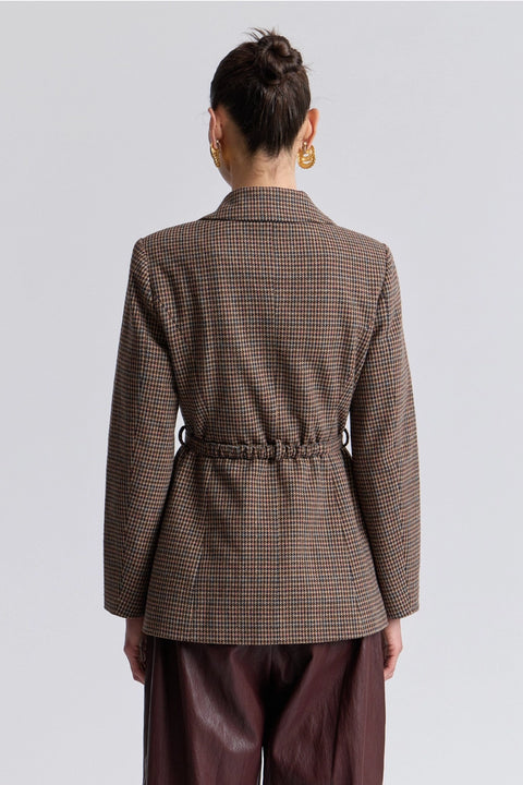 Houndstooth Belted Blazer