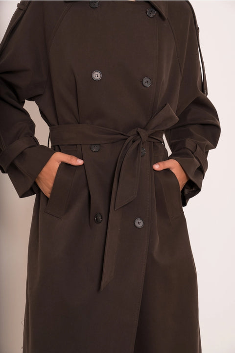 Utility Oversized Long Double-Breasted Trench