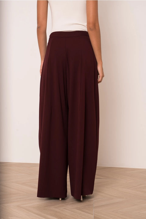 Nikki Wide-Leg High-Waist Trousers with Front Pleats