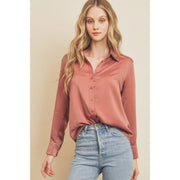 Dull Satin Slim Shirt Dried Rose-Shirt-Dress Forum-S-Urbanheer