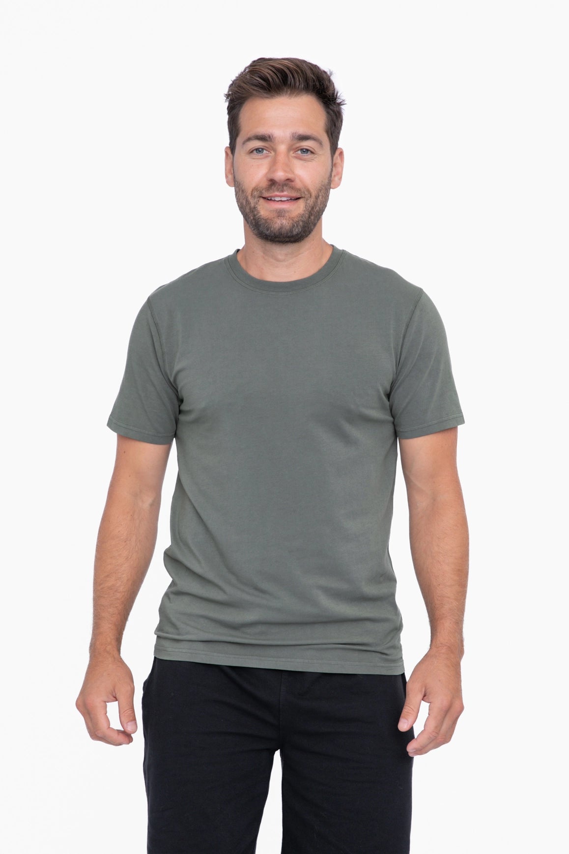 Pima Cotton Blend Short Sleeve Tee-Mono B-S-Olive-Urbanheer