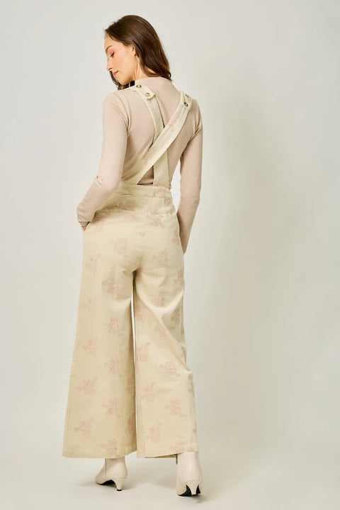 Embroidered Corduroy Jumpsuit - Washed Almond