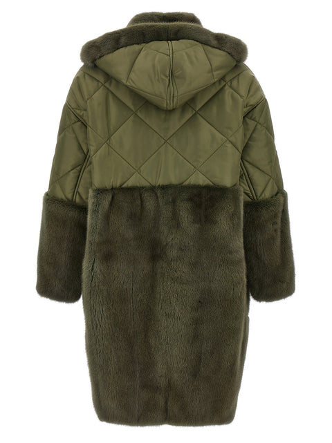 Blancha Nylon Diamond-visone Long Down Jacket