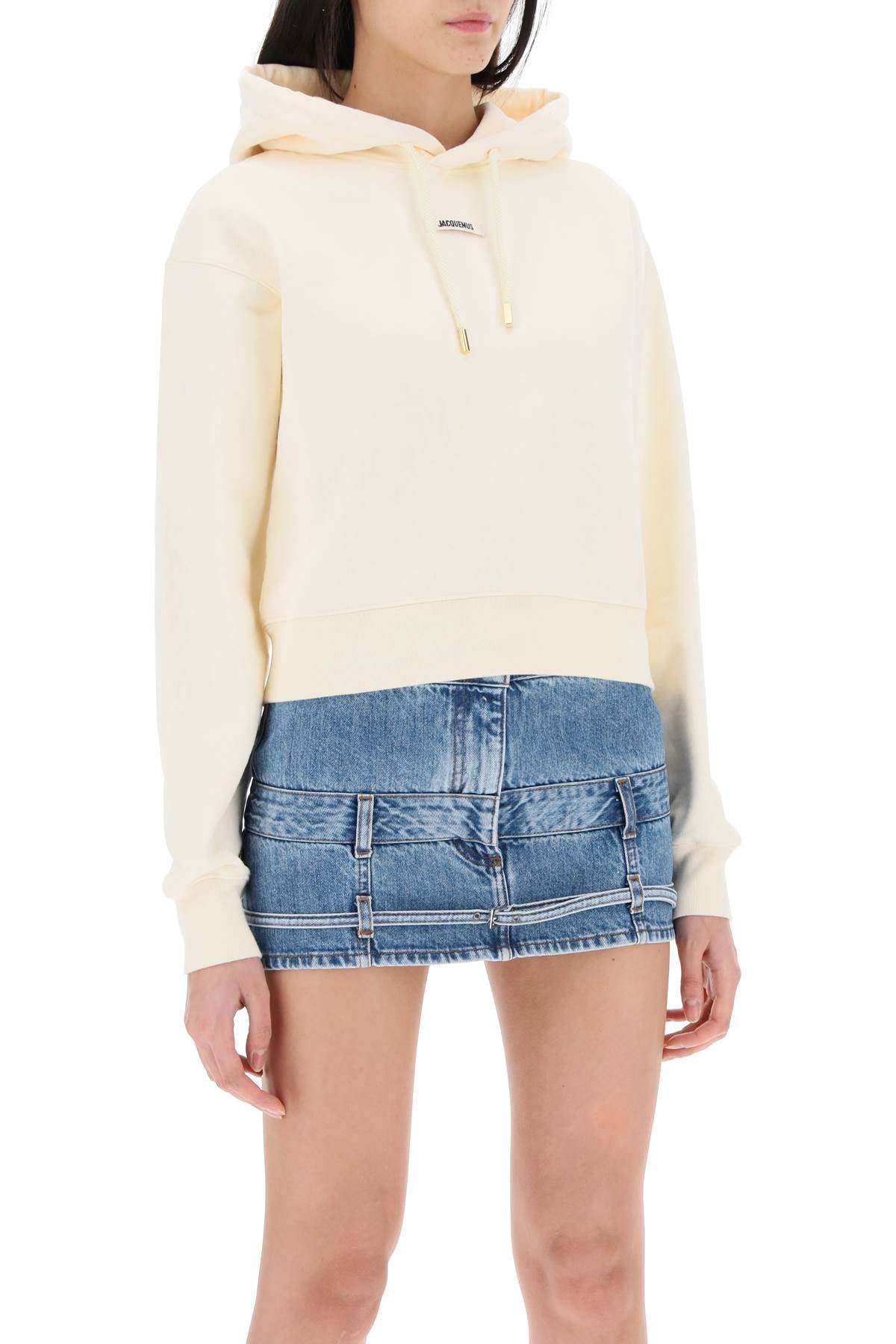 Jacquemus 'Le Hoodie Gros Grain' Cropped Hoodie-Jacquemus-XS-Neutro-Urbanheer