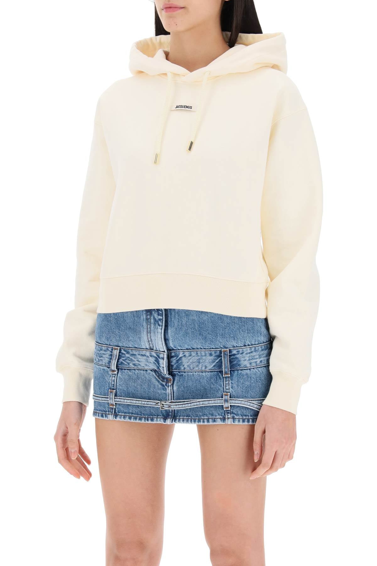 Jacquemus 'Le Hoodie Gros Grain' Cropped Hoodie-Jacquemus-XS-Neutro-Urbanheer