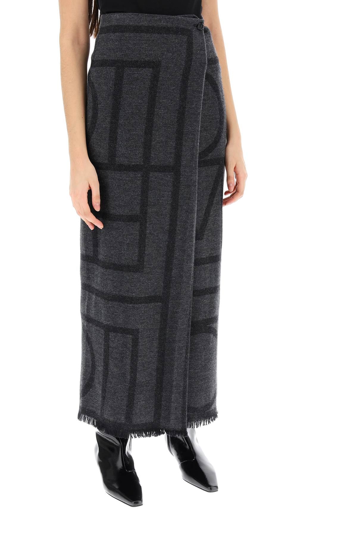 Toteme Monogram Wool Maxi Sarong Skirt-TOTEME-32-Urbanheer