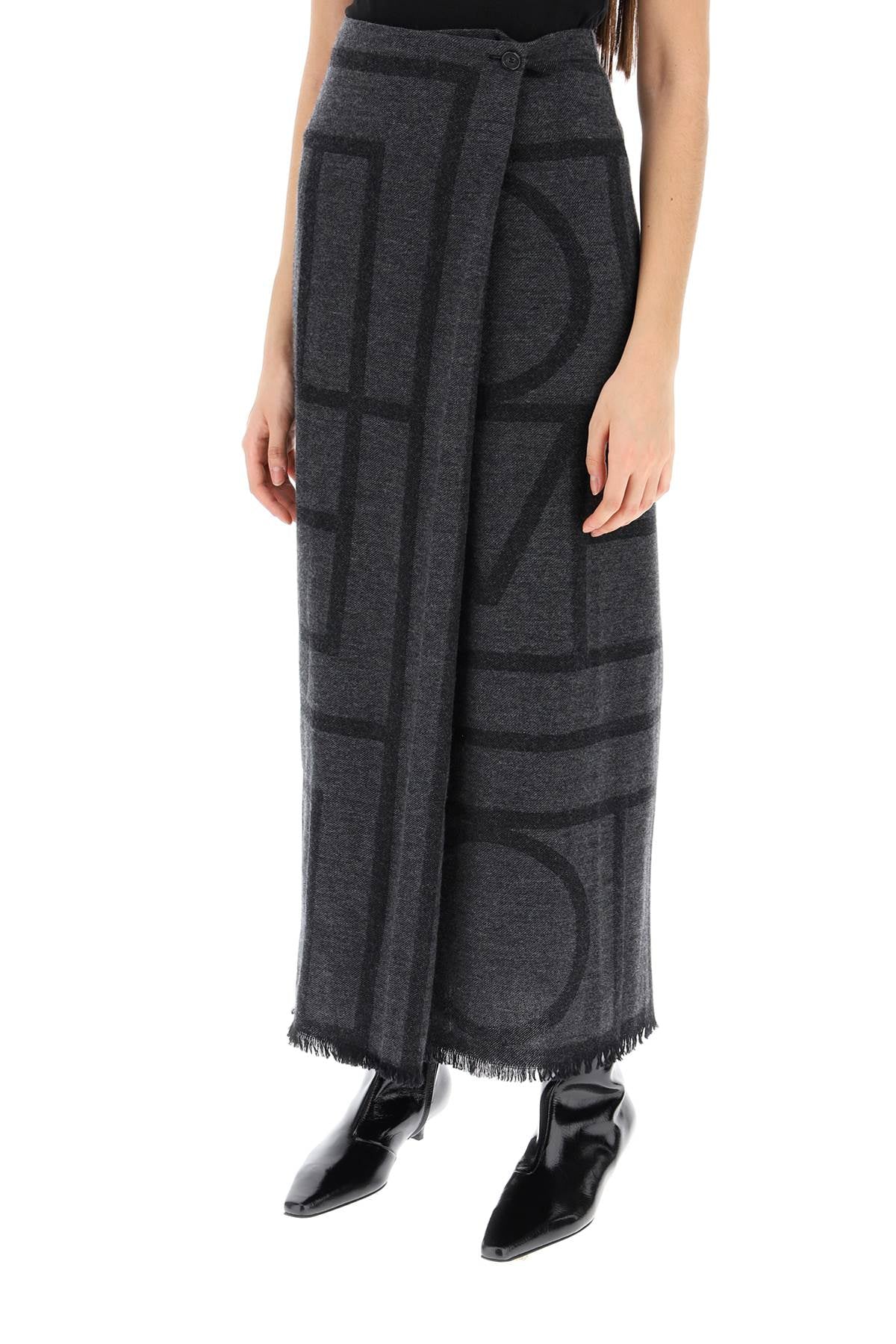 Toteme Monogram Wool Maxi Sarong Skirt-TOTEME-32-Urbanheer