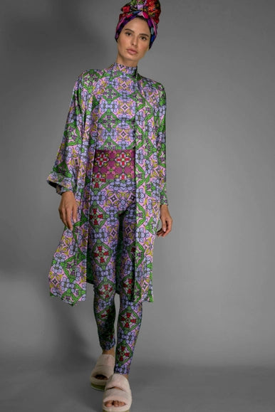 Botanic Stylish Print Trousers Deco Purple Stretchy Leggings-Nuvula-XS-Urbanheer