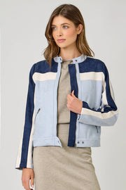 Color Blocked Moto Jacket