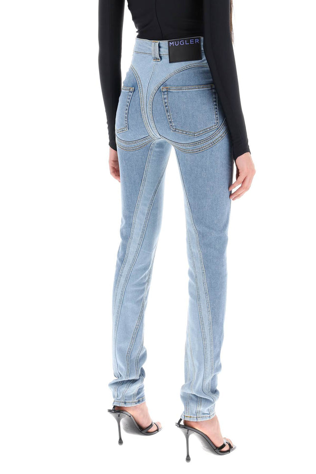Mugler Spiral Two-Tone Skinny Jeans-Jeans-MUGLER-Urbanheer